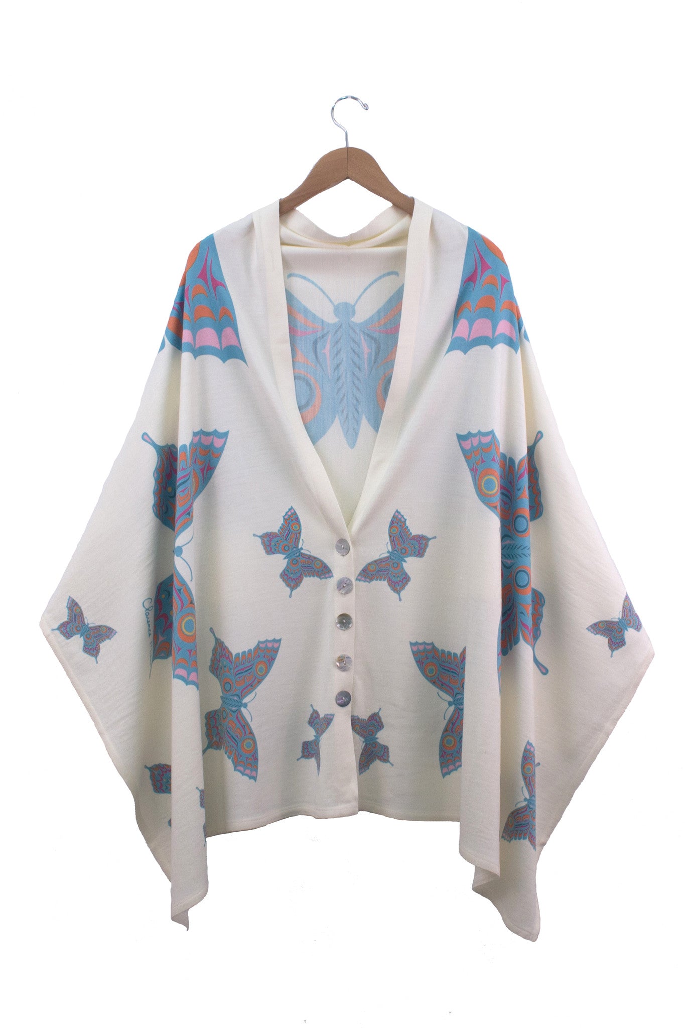 Chloe Angus Design Spirit Wrap with Butterfly print by Clarence Mills