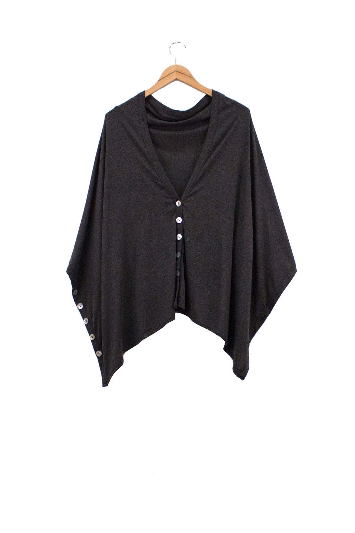 Chloe Angus Design Bamboo Button Wrap in Charcoal