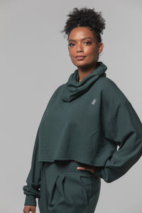 Chloe Angus Design Cropped Gaiter Sweatshirt in Pine