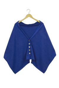 Chloe Angus Design Wool Button Wrap in Indigo