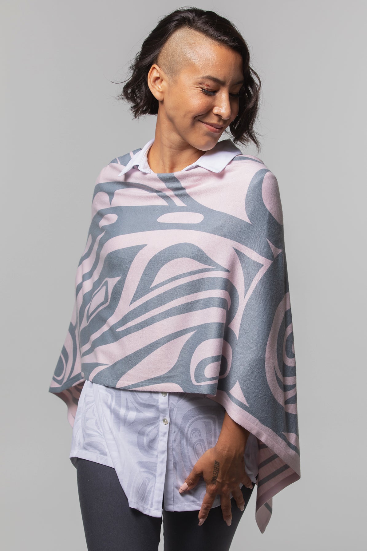 Chloe Angus Design Spirit Wrap with Orca Eagle print by Corrine Hunt