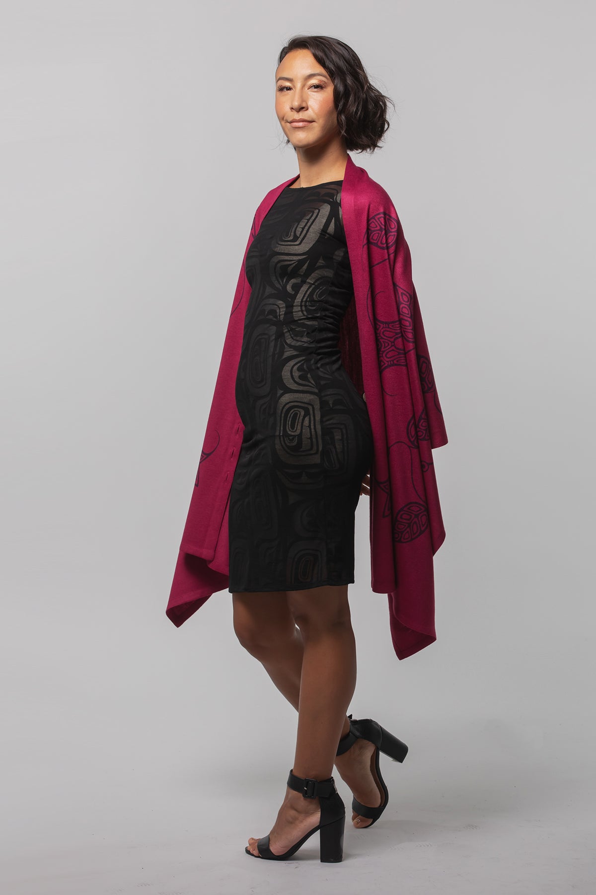 Chloe Angus Design Spirit Wrap with Flower print by Jay Bell Redbird